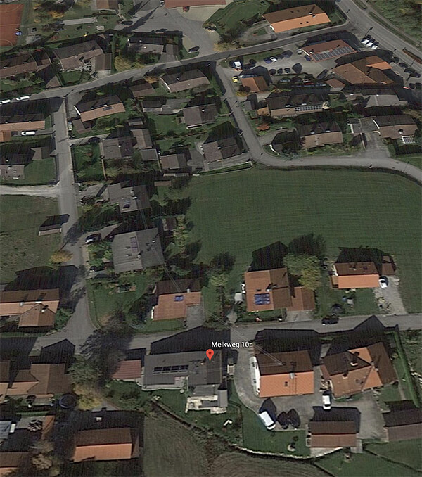Ausschnitt aus Google Earth für die Anfahrt zum holztraum Saulgrub